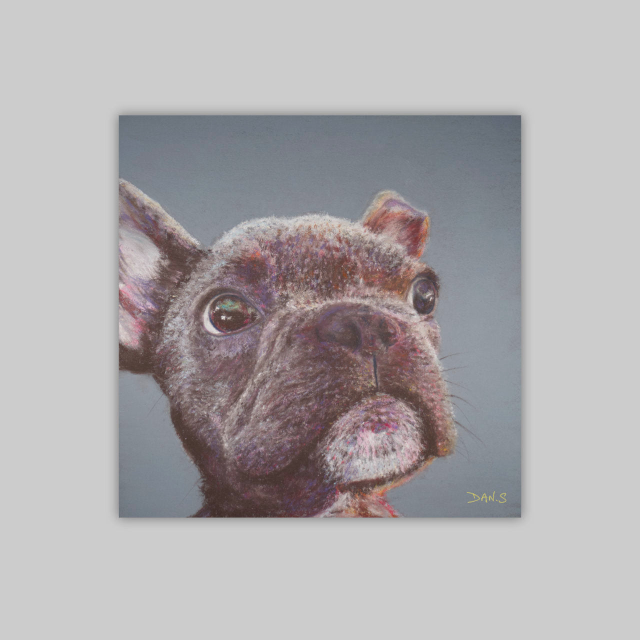 Artwork of a French Bulldog's face